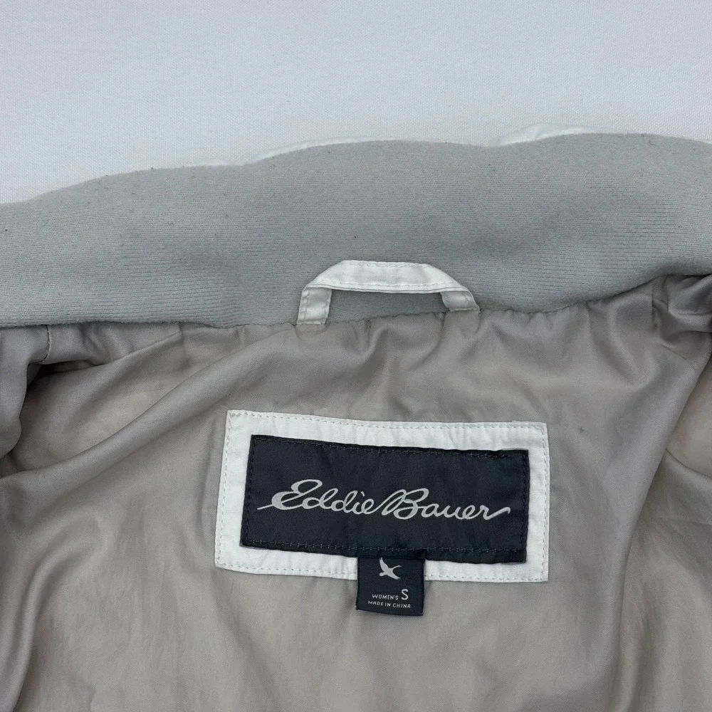 Eddie Bauer EB650 Down Puffer Jacket Womens Small 650 Full Zip Winter Coat White